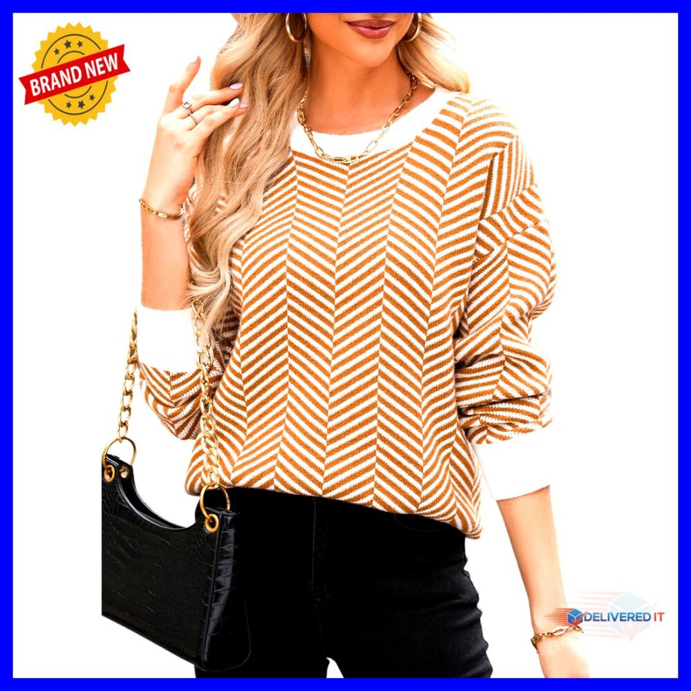 Striped Colorblock Knitted Pullover Sweater Loose Casual Fit Y2k Chic